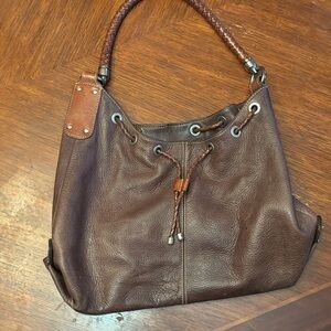 Fossil Dark Brown Hobo Bag with Braided Handle